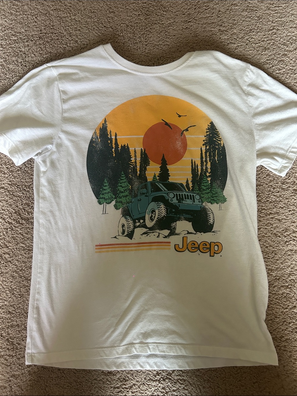 Jeep White Graphic Off-Road Sunset Tee